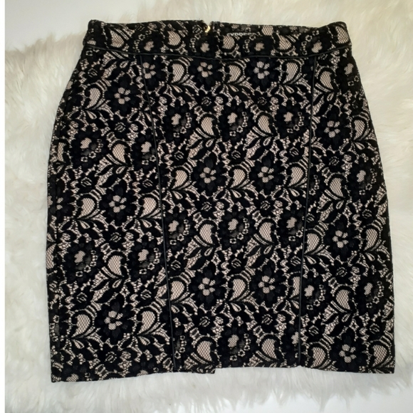 Express Dresses & Skirts - Express tan and black laced pencil skirt